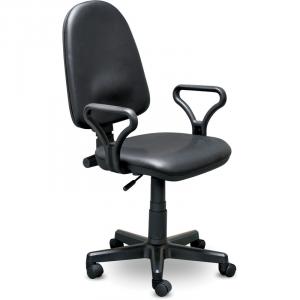 Кресло офисное черное (кожзаменитель/пластик)
